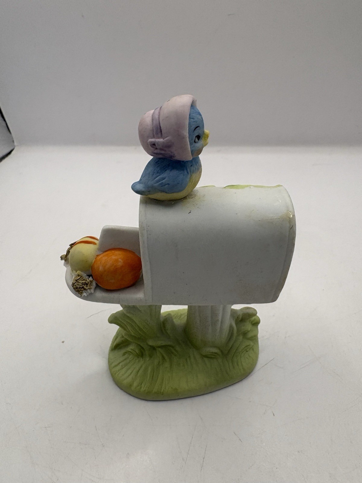 Vintage Enesco Easter Blue Bird Mailbox Ceramic 4” Original Sticker