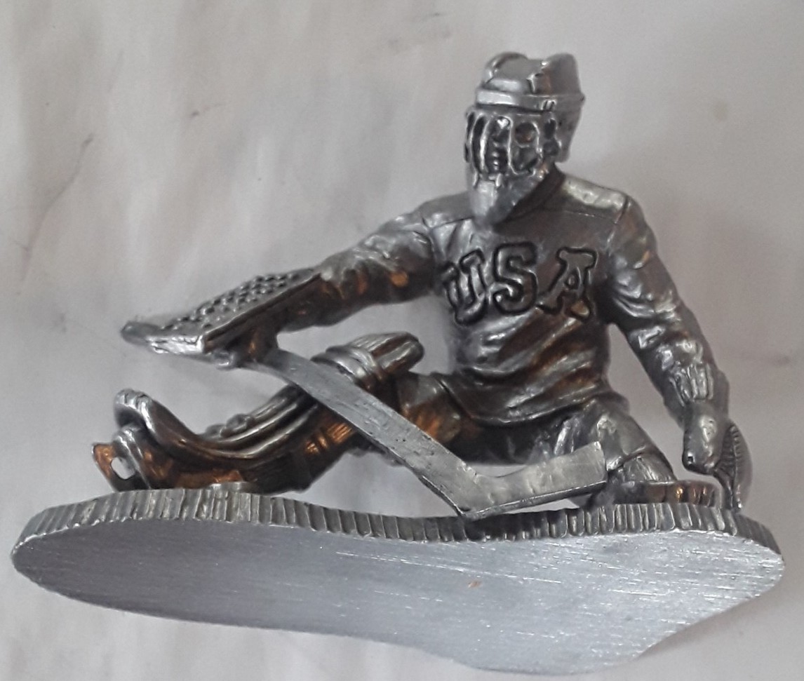Michael Ricker – SIGNED Olympic Hockey Goalie Sculpture – Pewter – Team USA #70