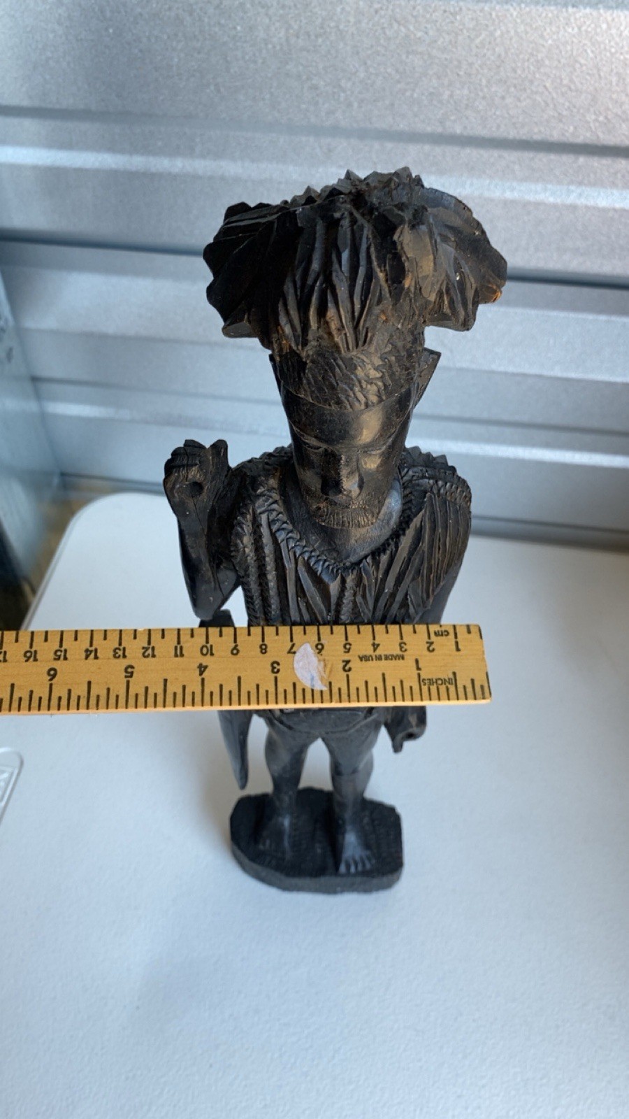 Black Carved Wood Man Figurine 16 in Tall, People Theme, Unboxed