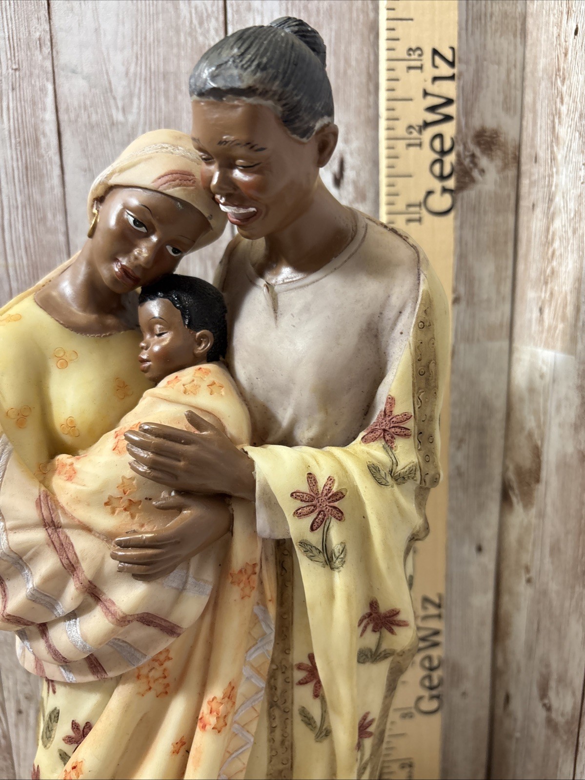 African American Family 13” Figure Mother Father Baby HandPaint FREE SHIP *Read