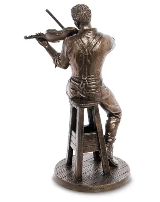 Violinist Statue Figure Polystone Bronze Home Decor Gift Made in Italy 9.4″