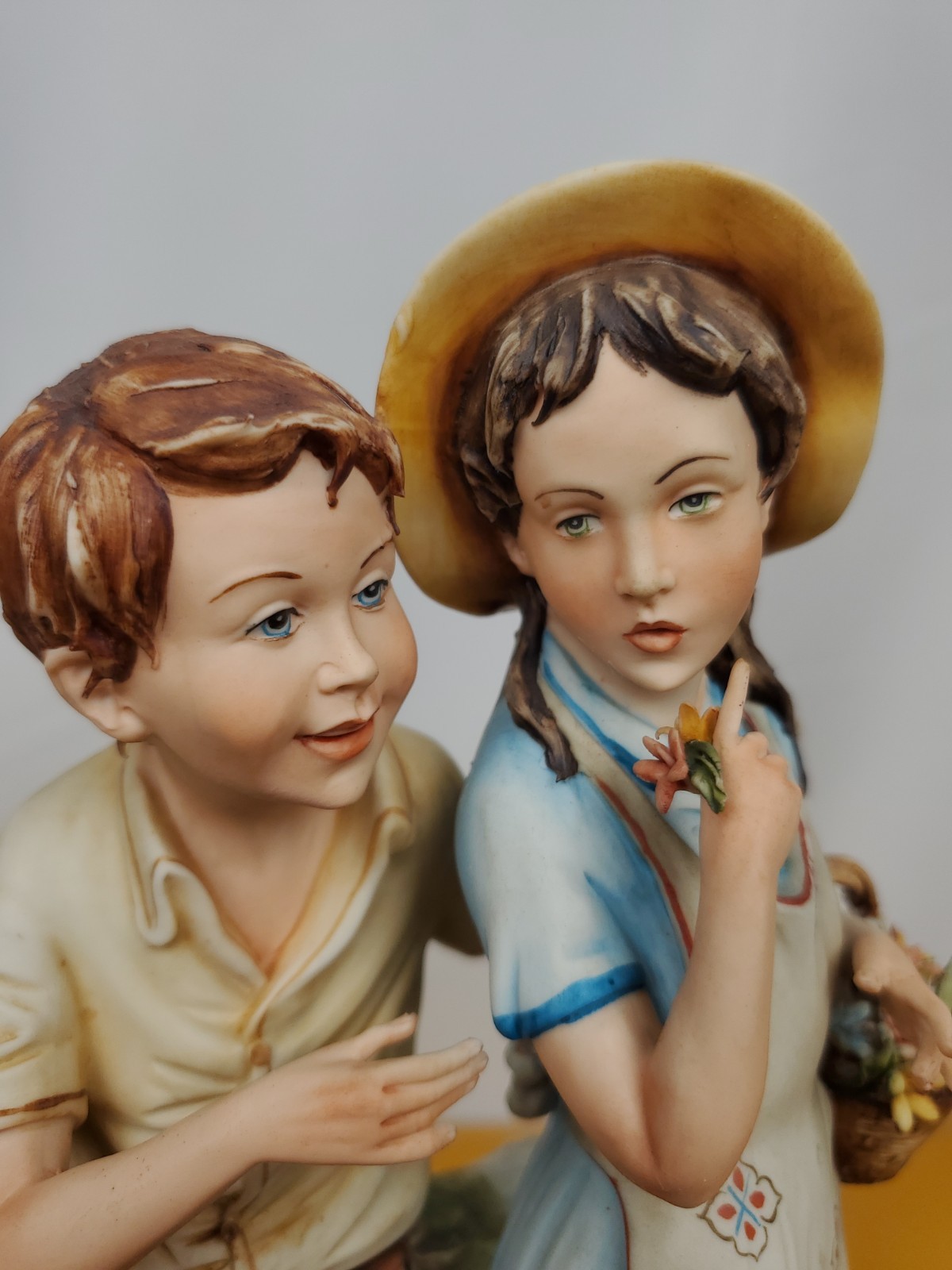 Capodimonte Italy 169 Mariani “N” Porcelian Boy & Girl Flowers