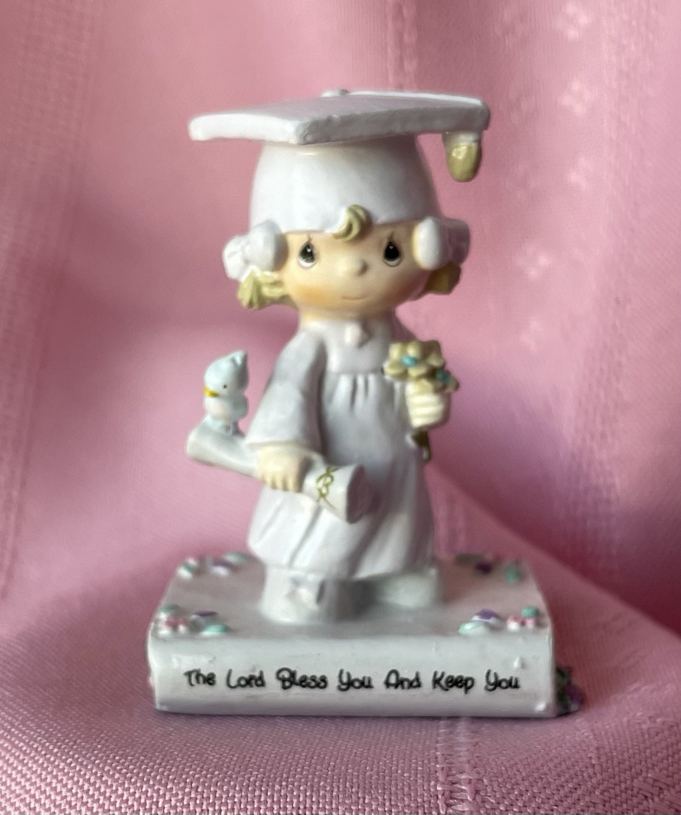 Mini Painted Pewter Precious Moments Graduate Figure 1991 Girl by Enesco