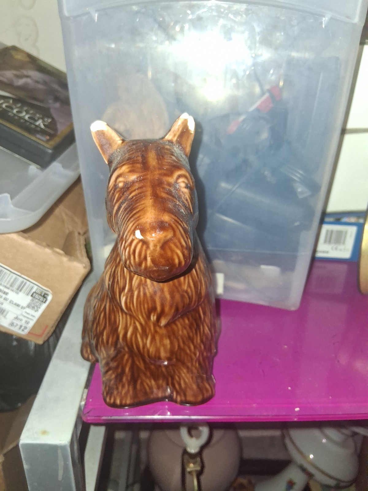Vimtage Brown Glazed Ceramic Scottish Terrier Dog Figurine Statue Animal 1930s