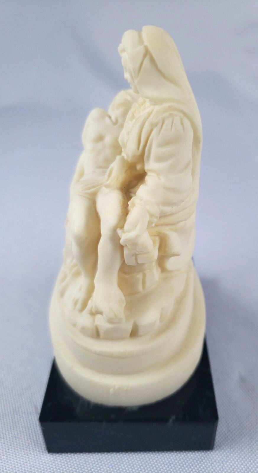 Michelangelo’s Pieta Stone Sculpture On Marble Base Signed