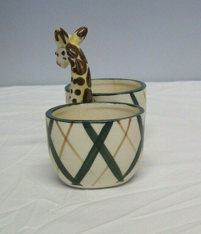 Vtg Giraffe Double Toothpick Holder Ceramic Made in Japan 4.50 x 5.50 x 3 in.