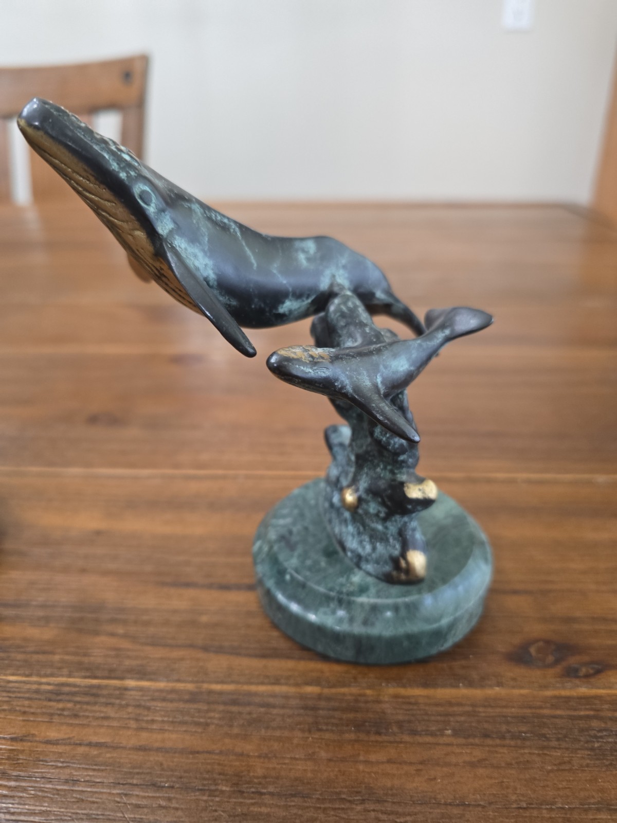 2 SPI Gallery Humpback Whale Figurine Mama & Baby Calf Patina Brass Ocean