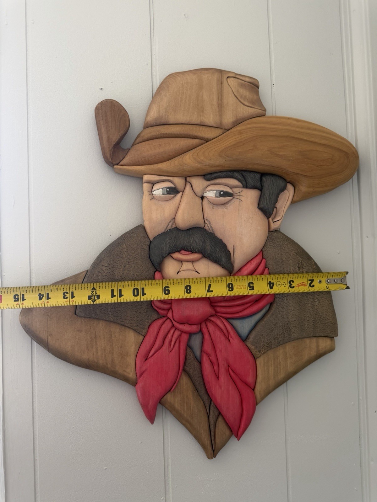 Vintage Carved Wood Cowboy Wall Plaque Western Decor ( Small local Artist)