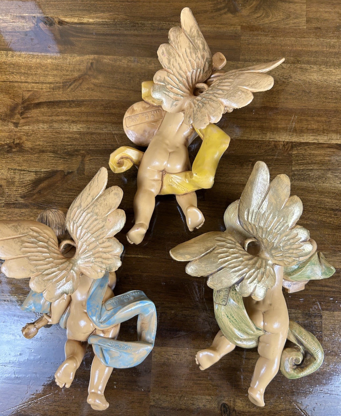 Lot of 3 Vintage Cherubs Angels Playing by Simonetti Depose Italy Large