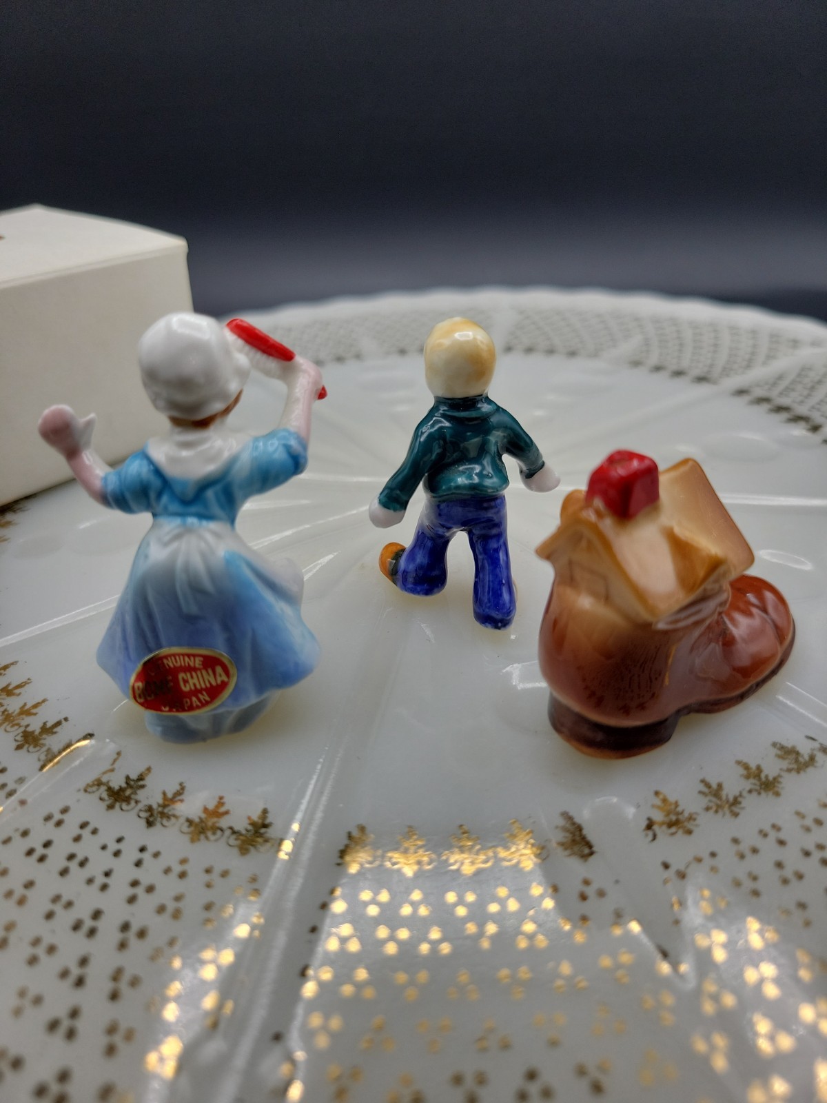 lefton figurines vintage Bone China Old Lady Who Lives In A Shoe Minature