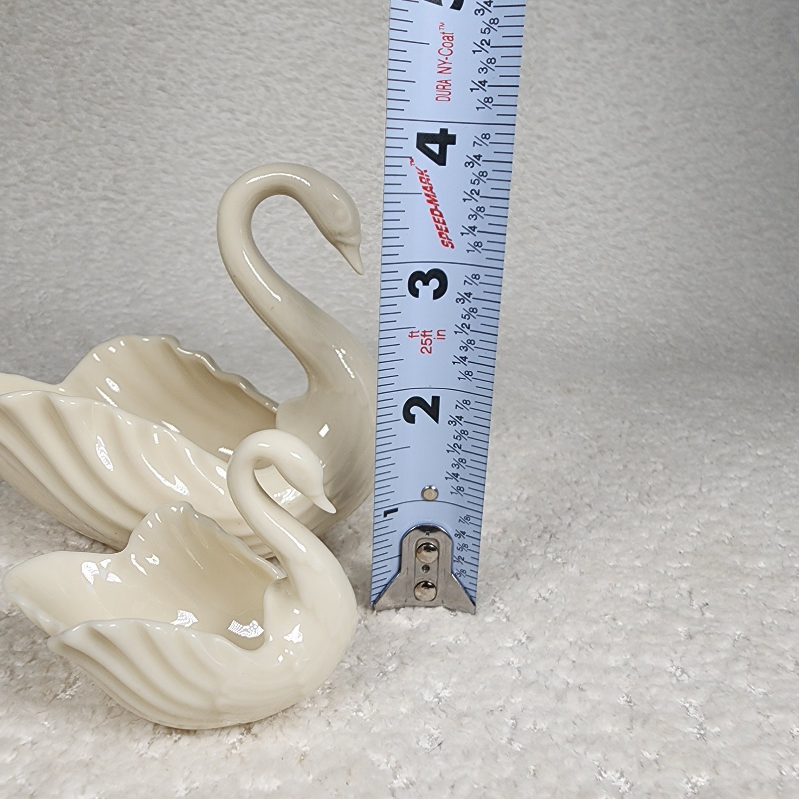 Lenox Vintage Ivory Porcelain Swans Cake Topper Set of 2 Trinket Dish Made in US
