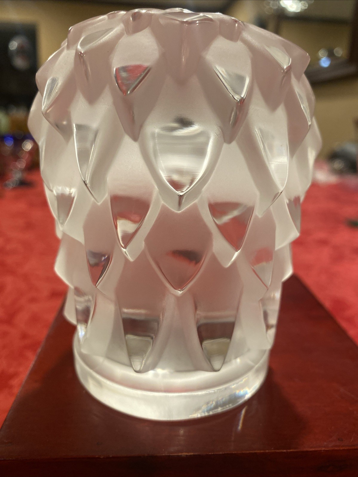 R Lalique France-Tête d’Aigle” Crystal Eagles Head Paperweight MCM Signed