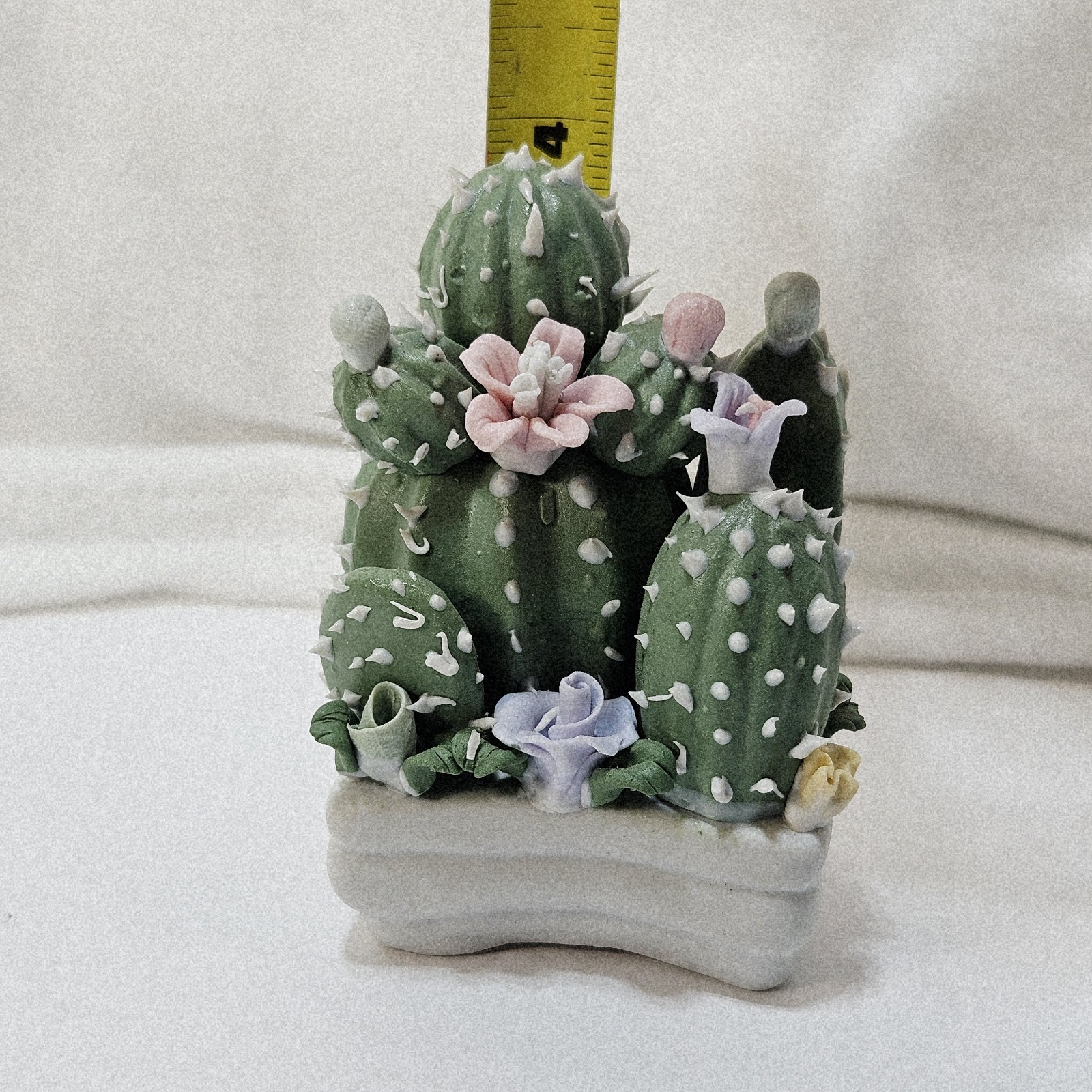 Flowering Cactus Figurine Set 2 Small Southwest Desert Succulent Garden Decor