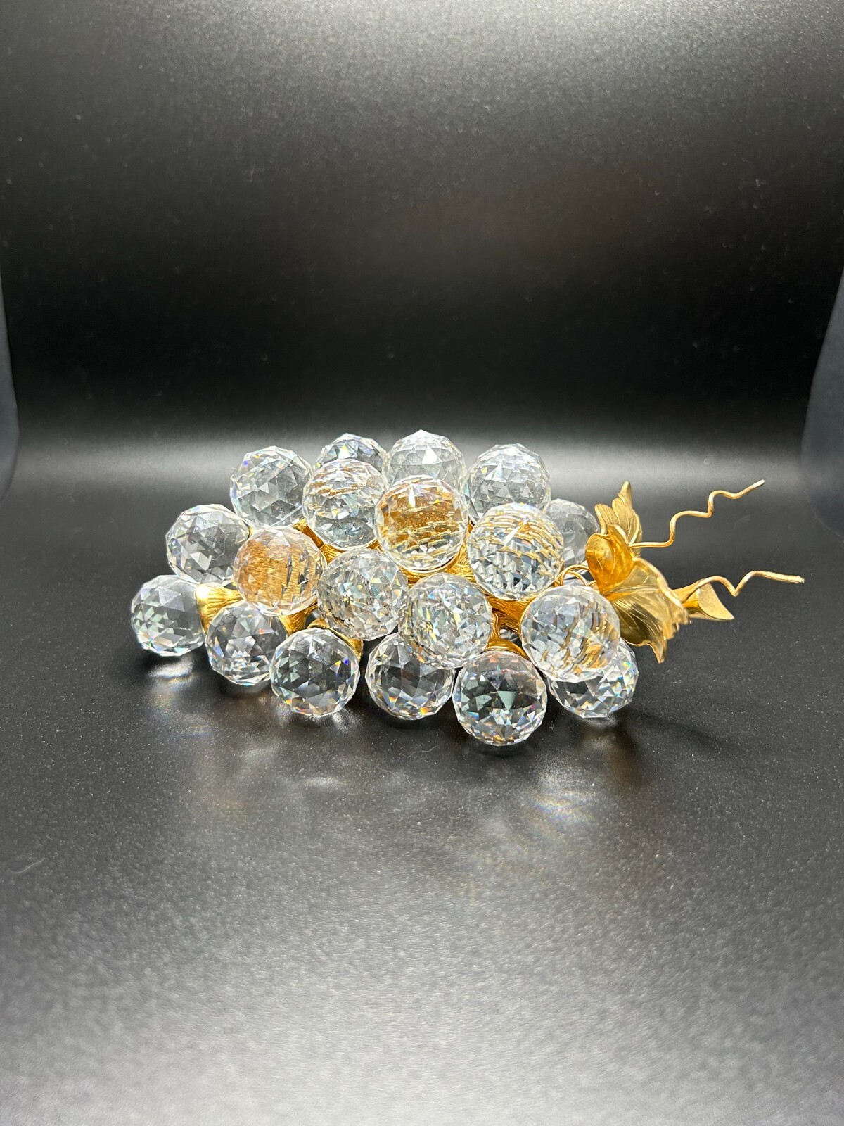 Swarovski 1980s Large 4″ Pineapple + Grapes Sparkling Fruit Crystal Figurine Set