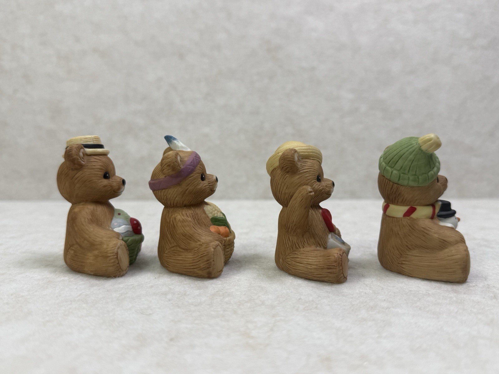 VTG Set Of 4 Homco Miniature Bears Ceramic Figurines #1413 – Mixed Seasons