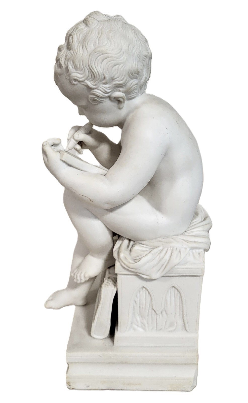 PAIR Antique FRENCH White BISQUE Porcelain PUTTI Baby CHERUBS Sculpture FIGURES