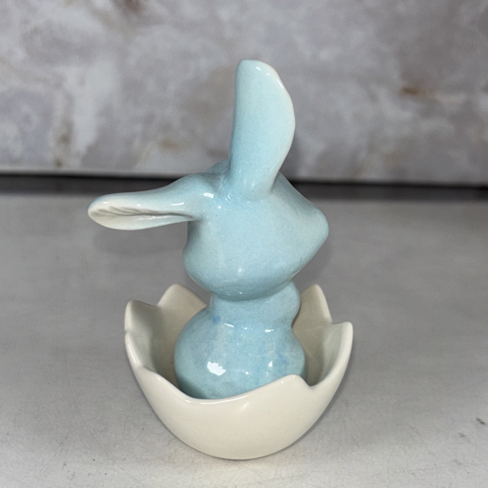 Vintage Goebel West Germany Blue Winking Bunny Rabbit Eggshell Easter Figurine
