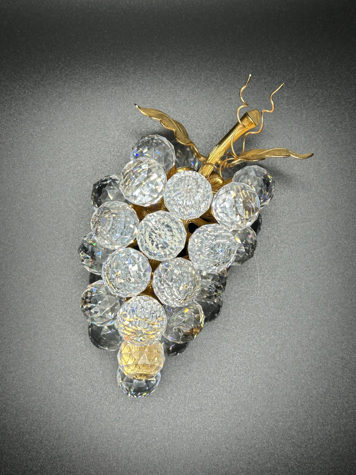 Swarovski 1980s Large 4″ Pineapple + Grapes Sparkling Fruit Crystal Figurine Set