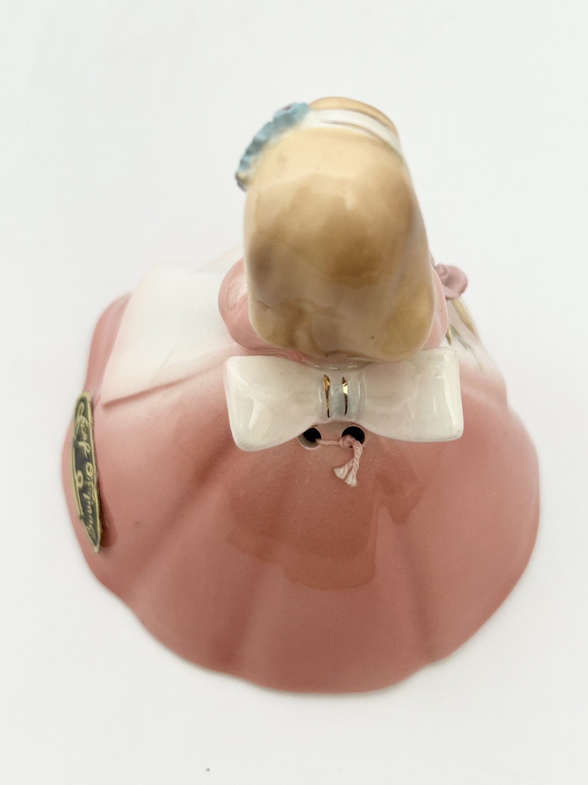 Vtg Josef Originals “Dinner Belle” Figurine Pink Dress w Sticker chipped petal