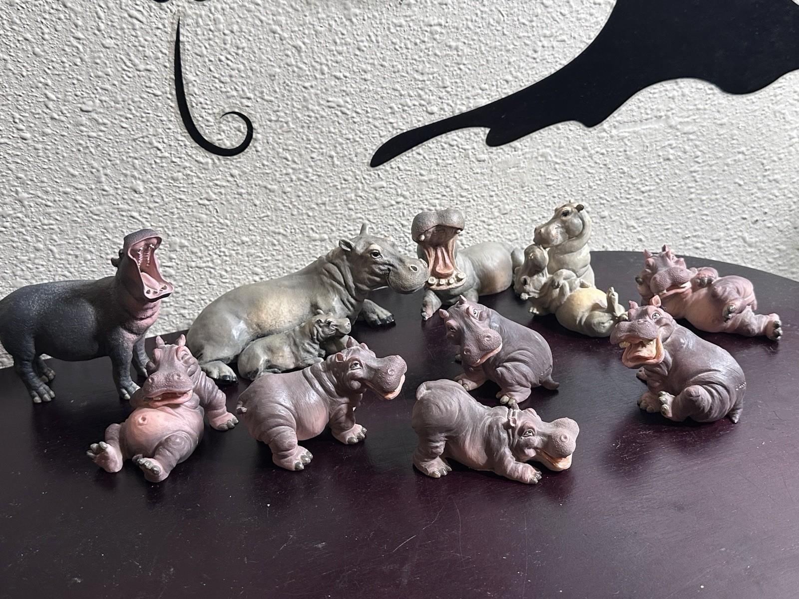 10 Adorable Castagna & W.U.I Hippopotamus Collectible Figurines. Good Condition”