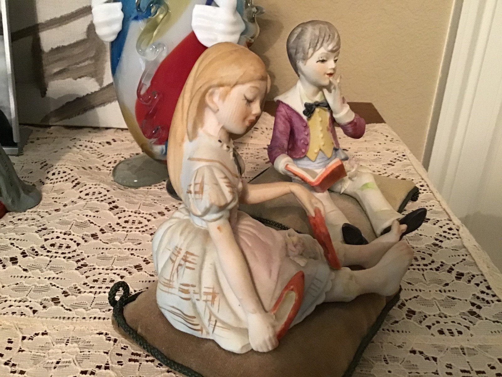 Beautiful Lenwile Ardalt Bisque Porcelain Hand paint Girl & Boy