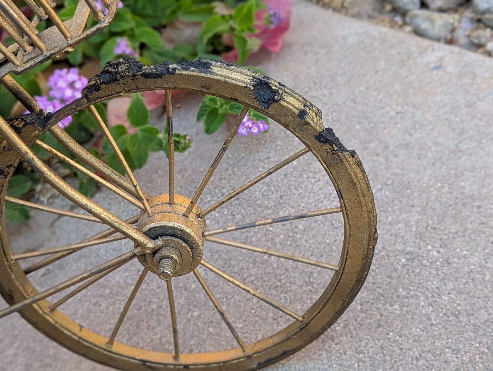 GIANT bicycle sculpture gold see photos for condition 21″ long mcm decor bike
