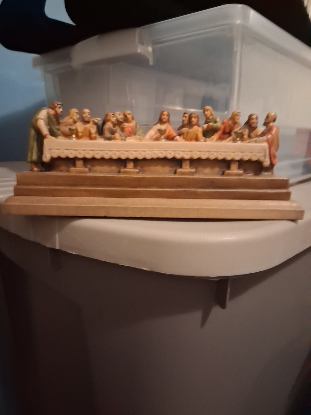 Egar Schwer The Last Supper Jesus Religious Wood Figurine on Wooden Base