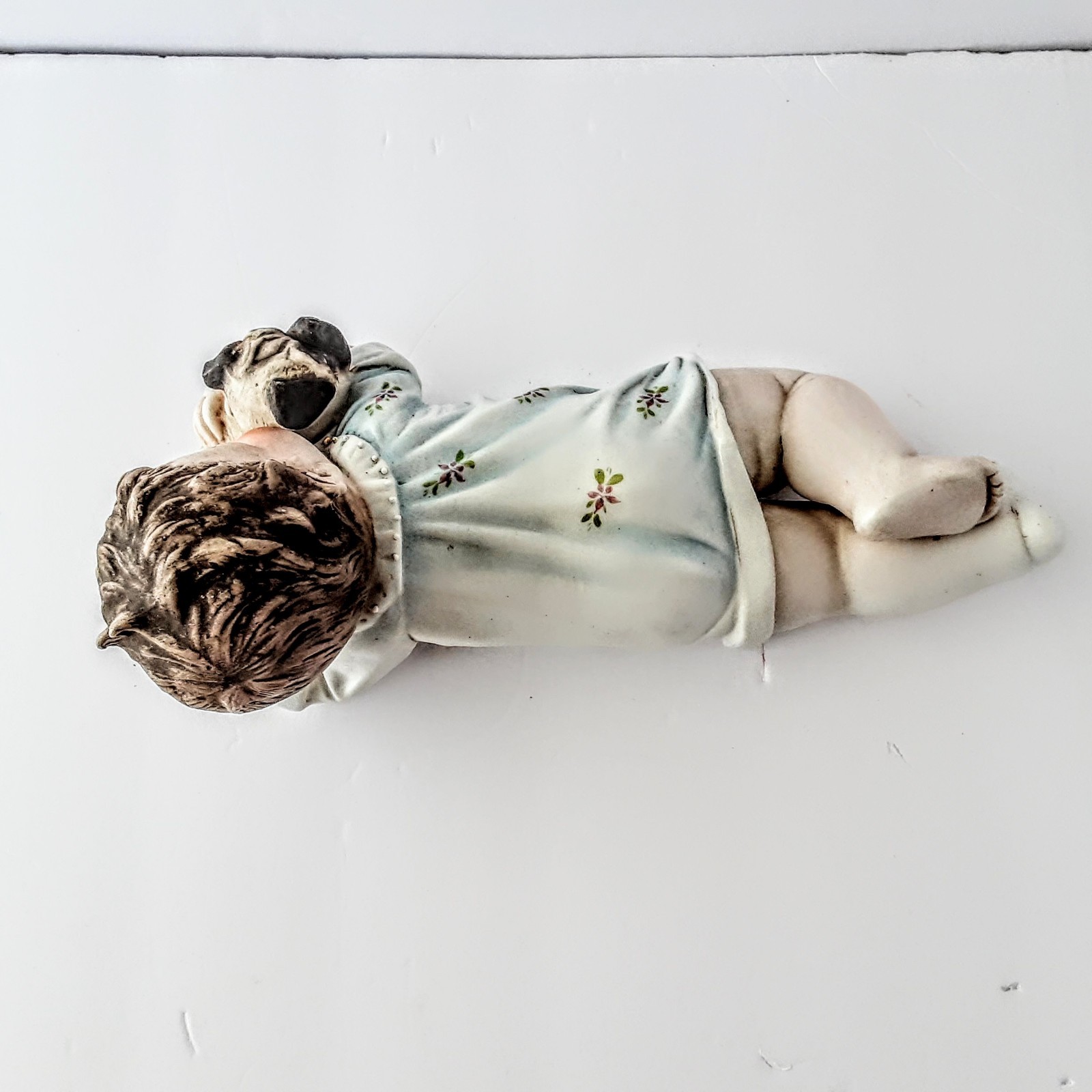 Set Of 2 Vintage Bisque Piano Babies – Lrg W A Pug & Smaller One Crawling