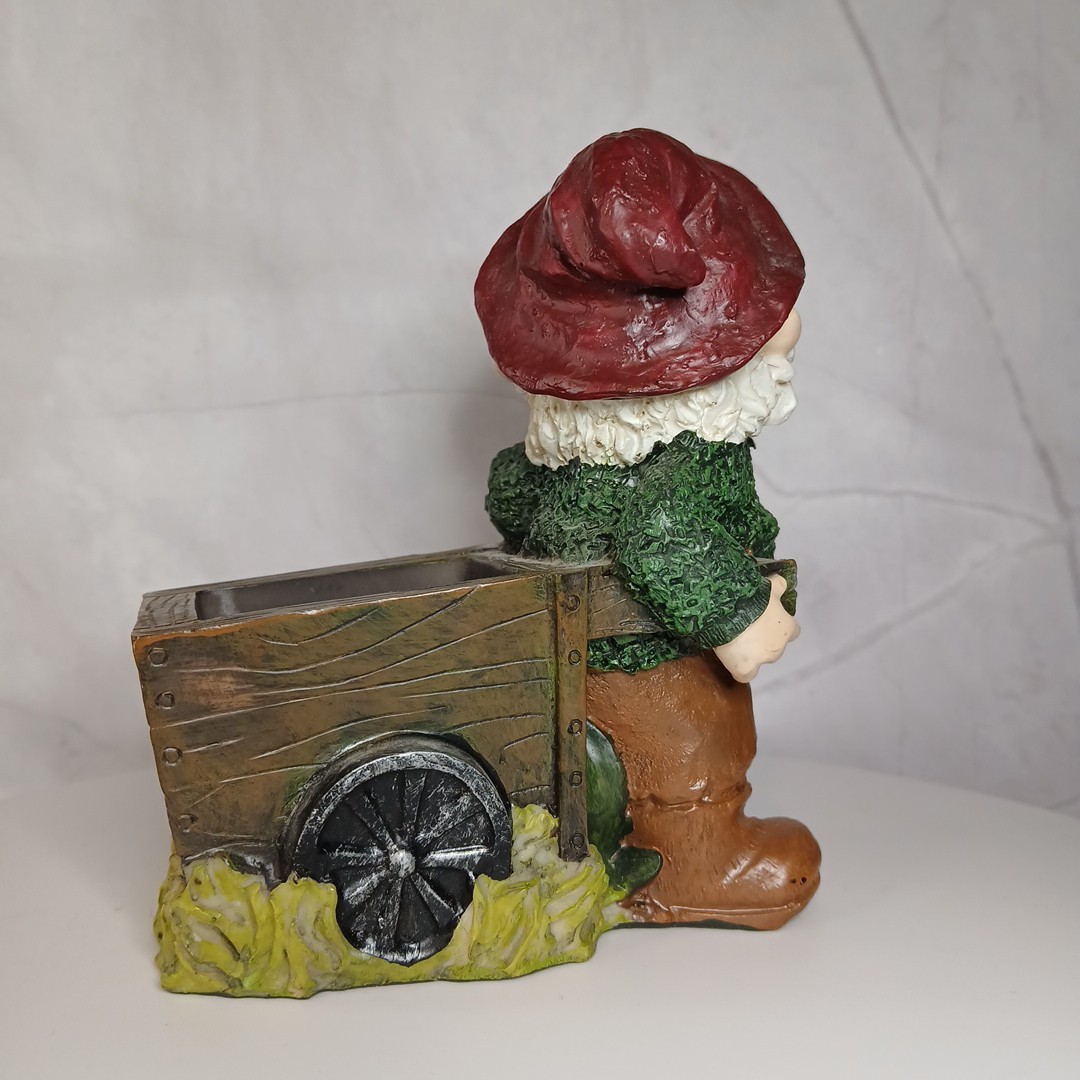 Gnome Pulling Cart Yardwork Originals Indor Outdoor Garden Decor SF-9244