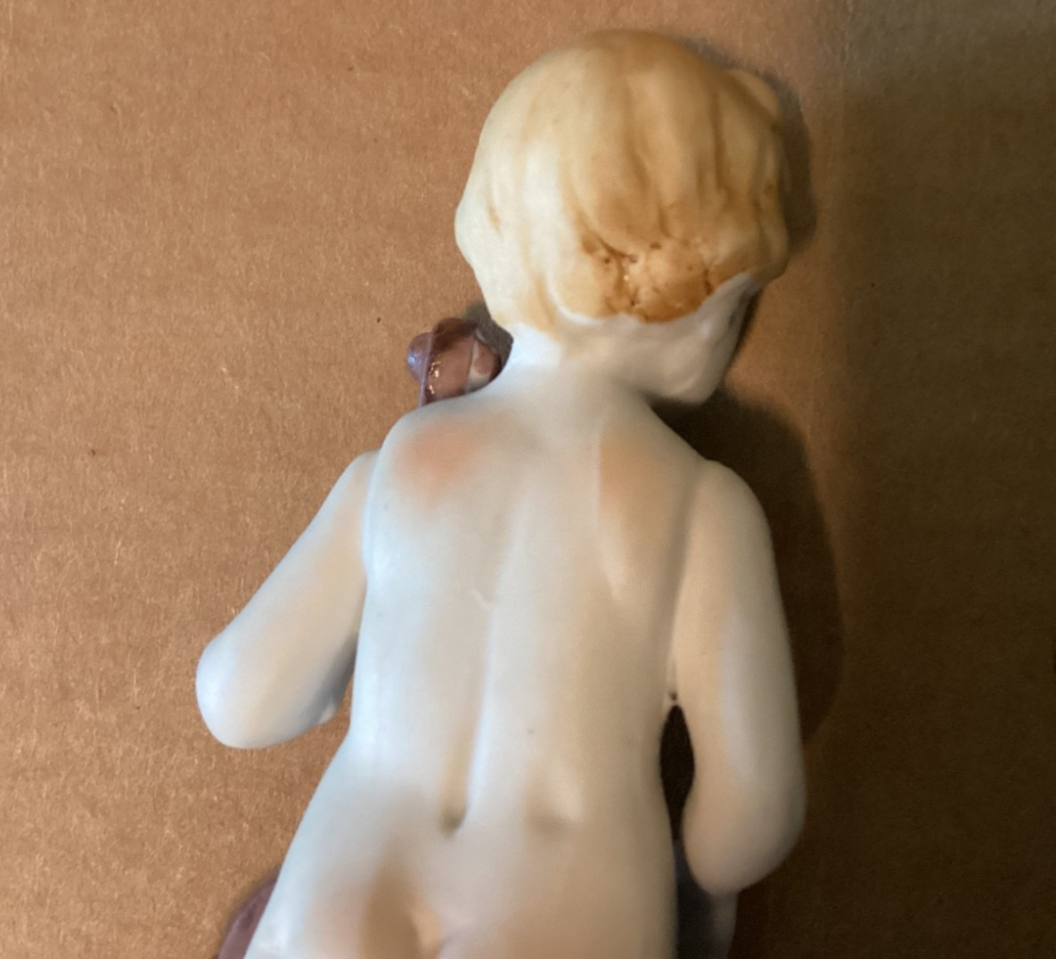 VINTAGE CHERUB FIGURINE PORCELAIN WITH MUSICAL INSTRUMENT 6.25”