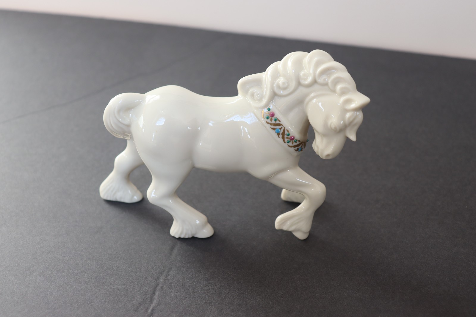 LENOX 1992 CHINA JEWELS CLYDESDALE DRAFT HORSE WITH EMBELLISHMENTS ~MADE IN USA!