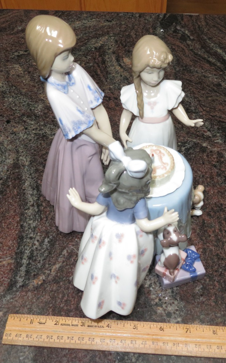 Lladro “Making a Wish” 5910 Girl Birthday Party with Cake Rare with original box