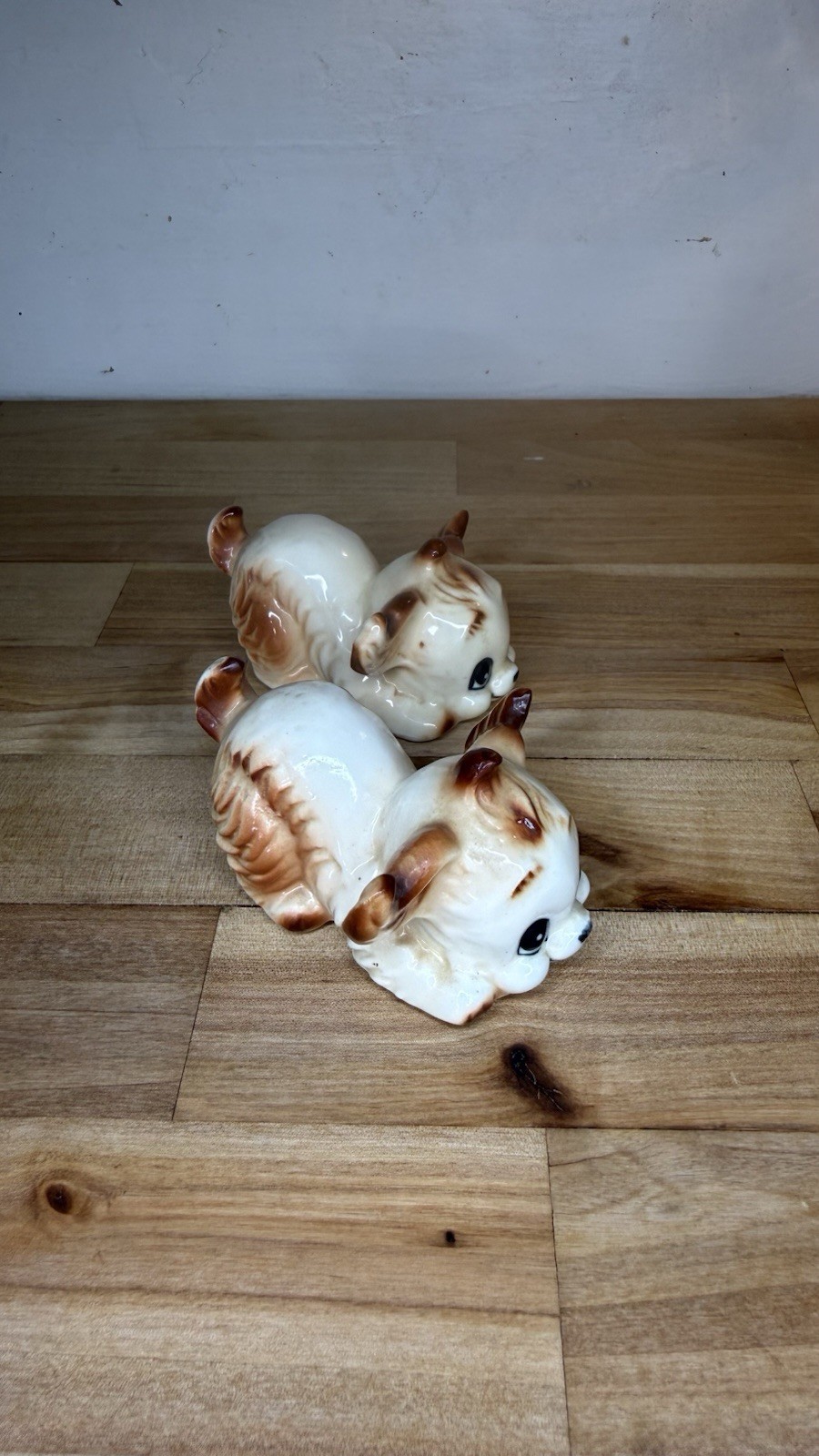 Vintage Hand Painted Ceramic puppy figurines