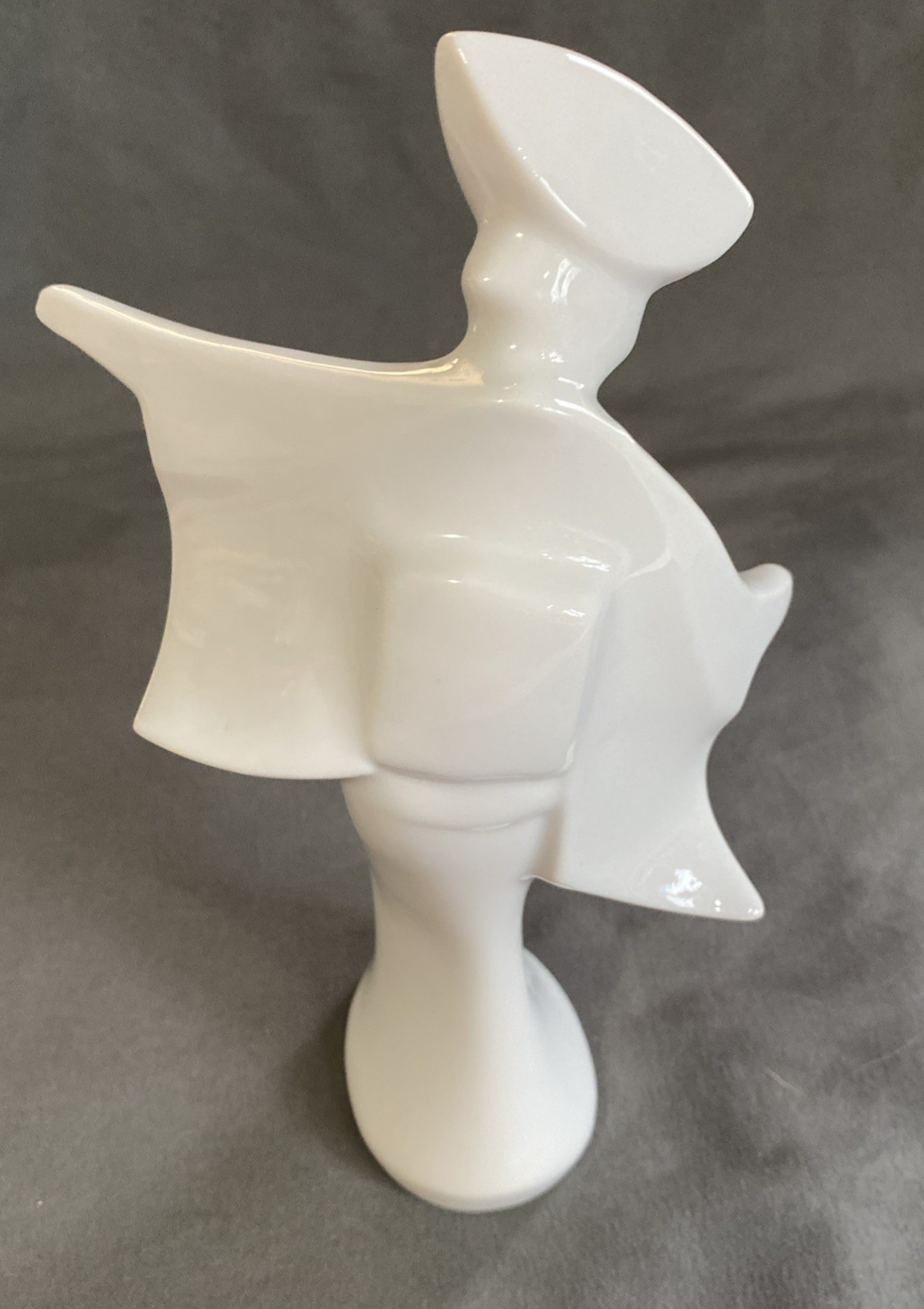 Mid Century Modernist Dancing Geisha Girl White Porcelain Figurine Japan 6.25”