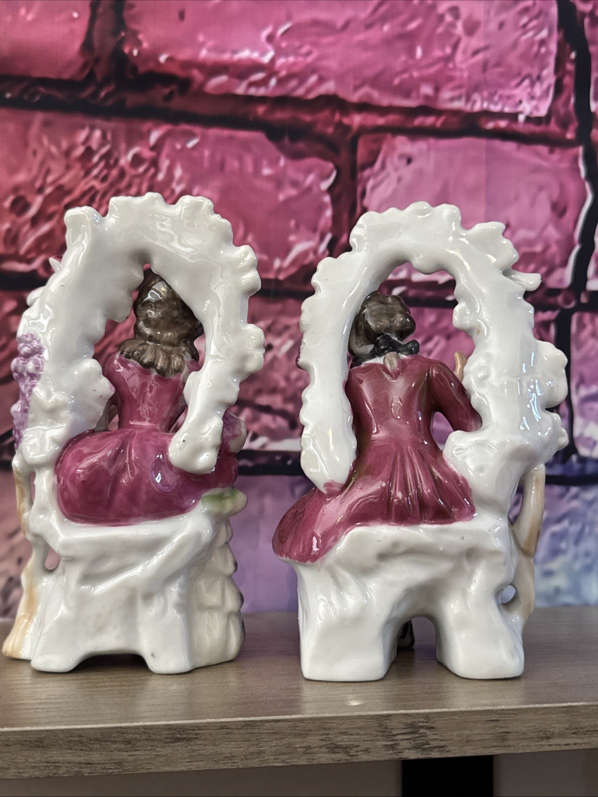 Vintage Royal Japan Hand Panted Boy And Girl Grapes Figures 6”