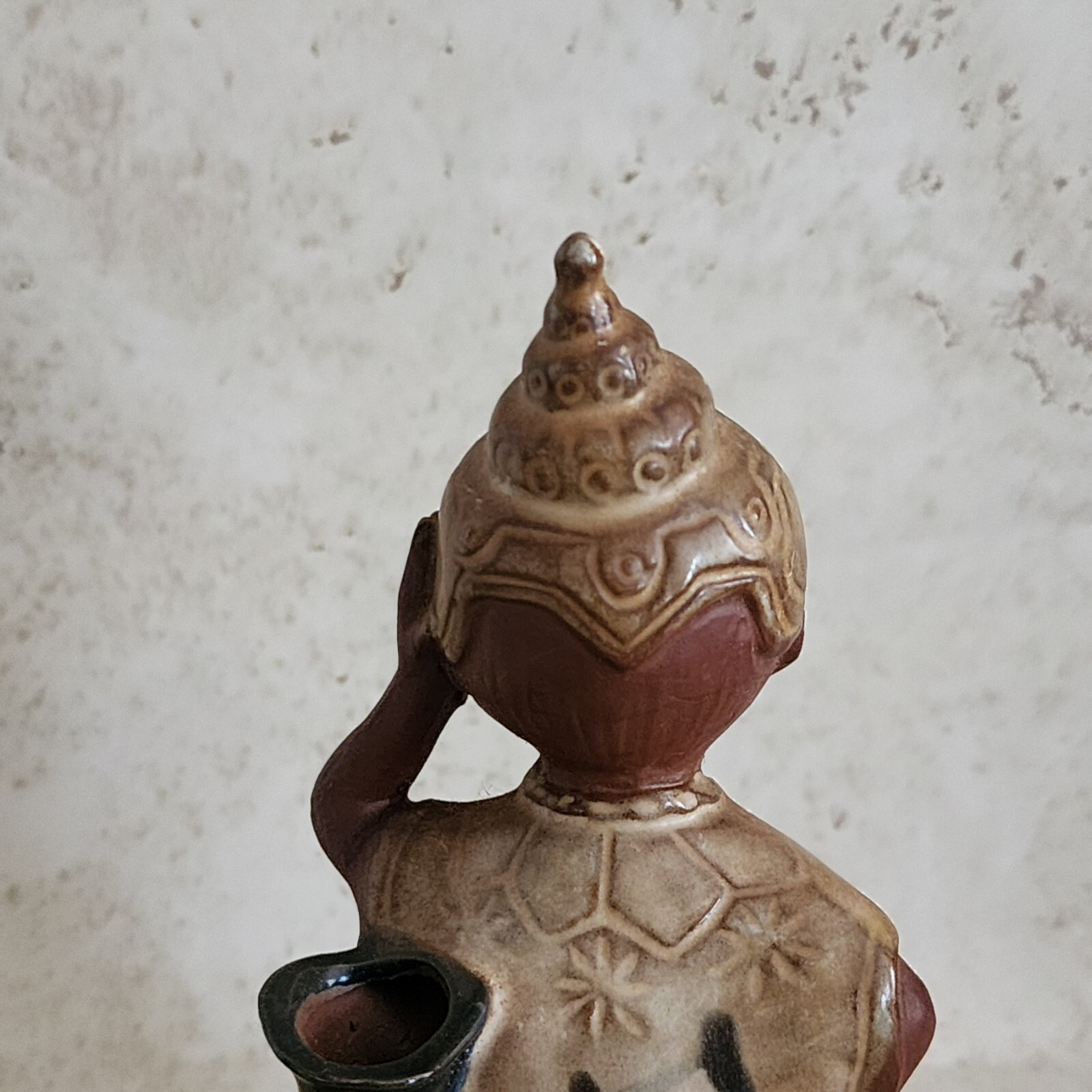 Vintage Redware Thailand Girl Bud Vase Matte Glazed Finish Marked Allied Japan
