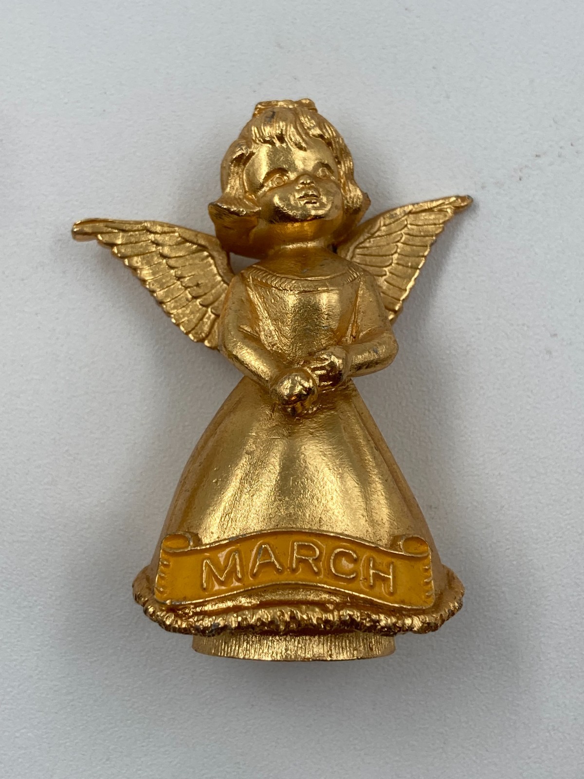 Vintage Creed 24kt Gold Plated Angel Figurine March Birthday Edition 2″ Tall