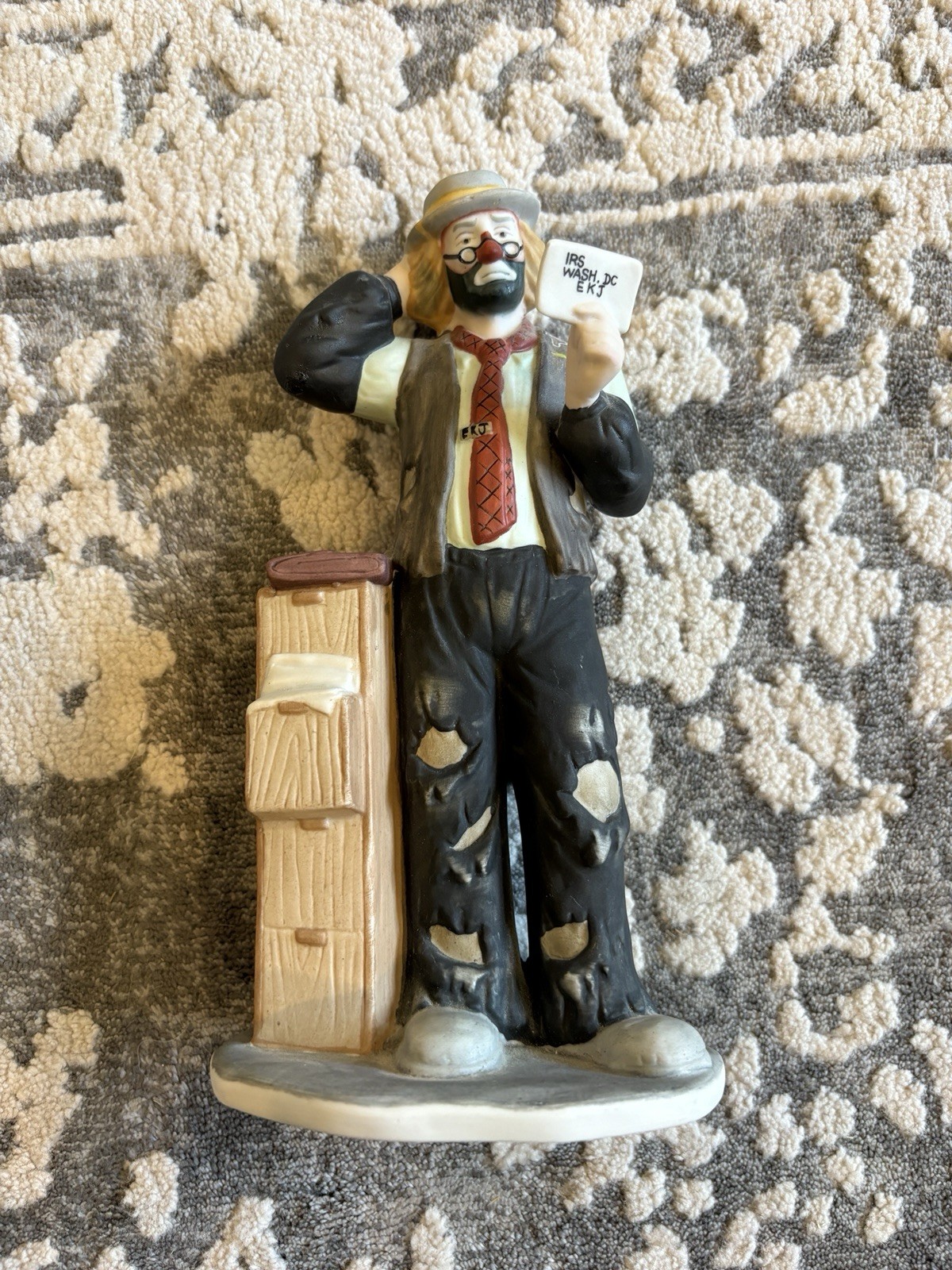 EMMETT KELLY JR FLAMBRO ” IRS WASH DC EKJ ” ACCOUNTANT 8″ CLOWN FIGURINE
