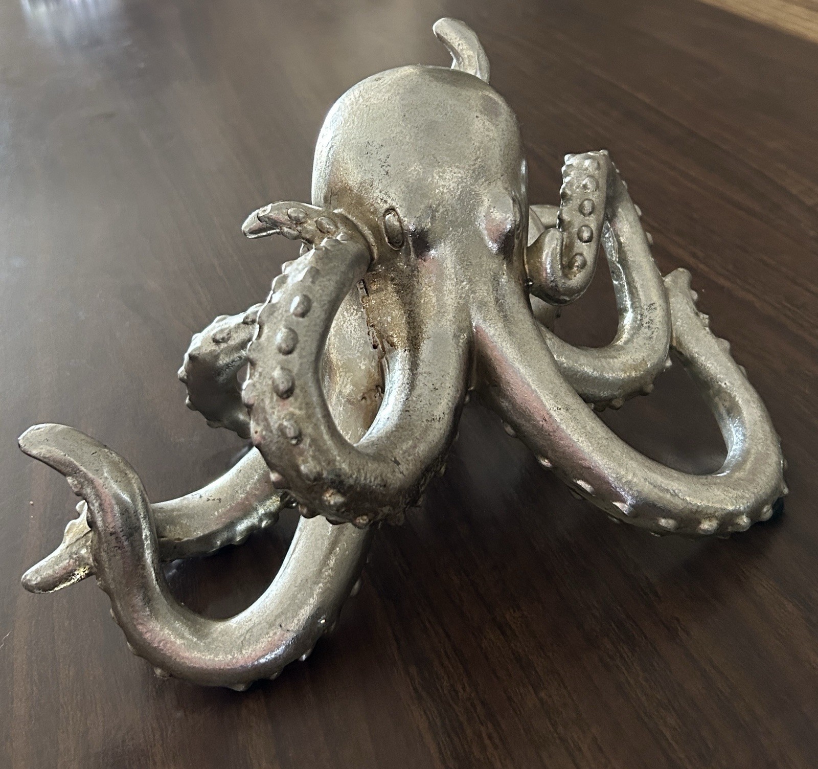 Elegant Silver Octopus Figurine 11 1/2” Long ‘The Intellectual of The Sea’ EUC