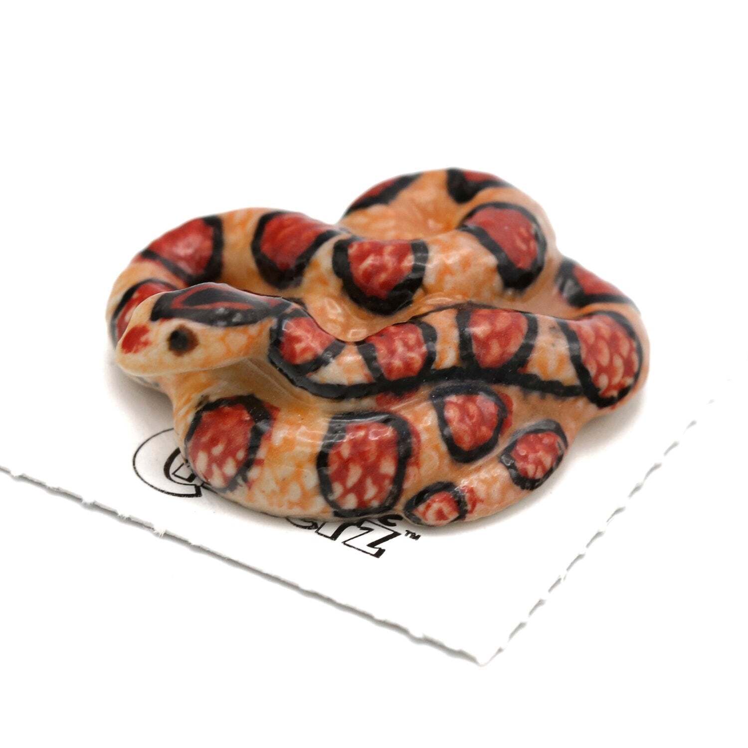 Little Critterz Snake – Corn Snake “Checkers” – miniature porcelain figurine