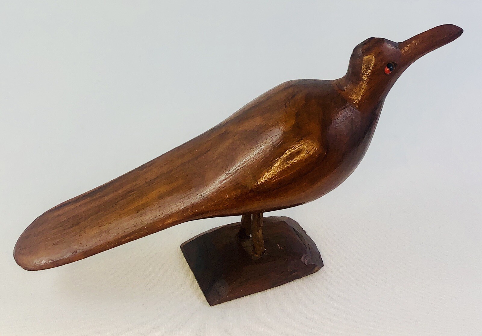 Vintage Carved Bird Wood Shore Beach on Stand Statue Figurine 5 1/2 x 7 1/2 in