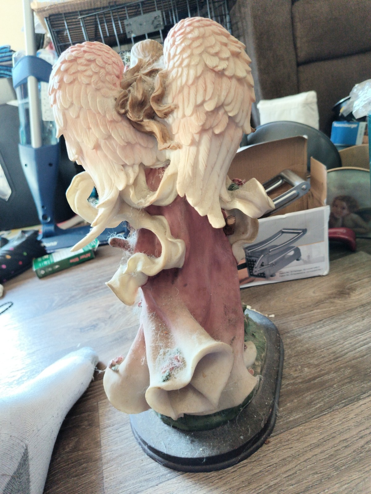 Montefiore Angelique Collection Angel Figurine Pink Dress Floral Resin Decor