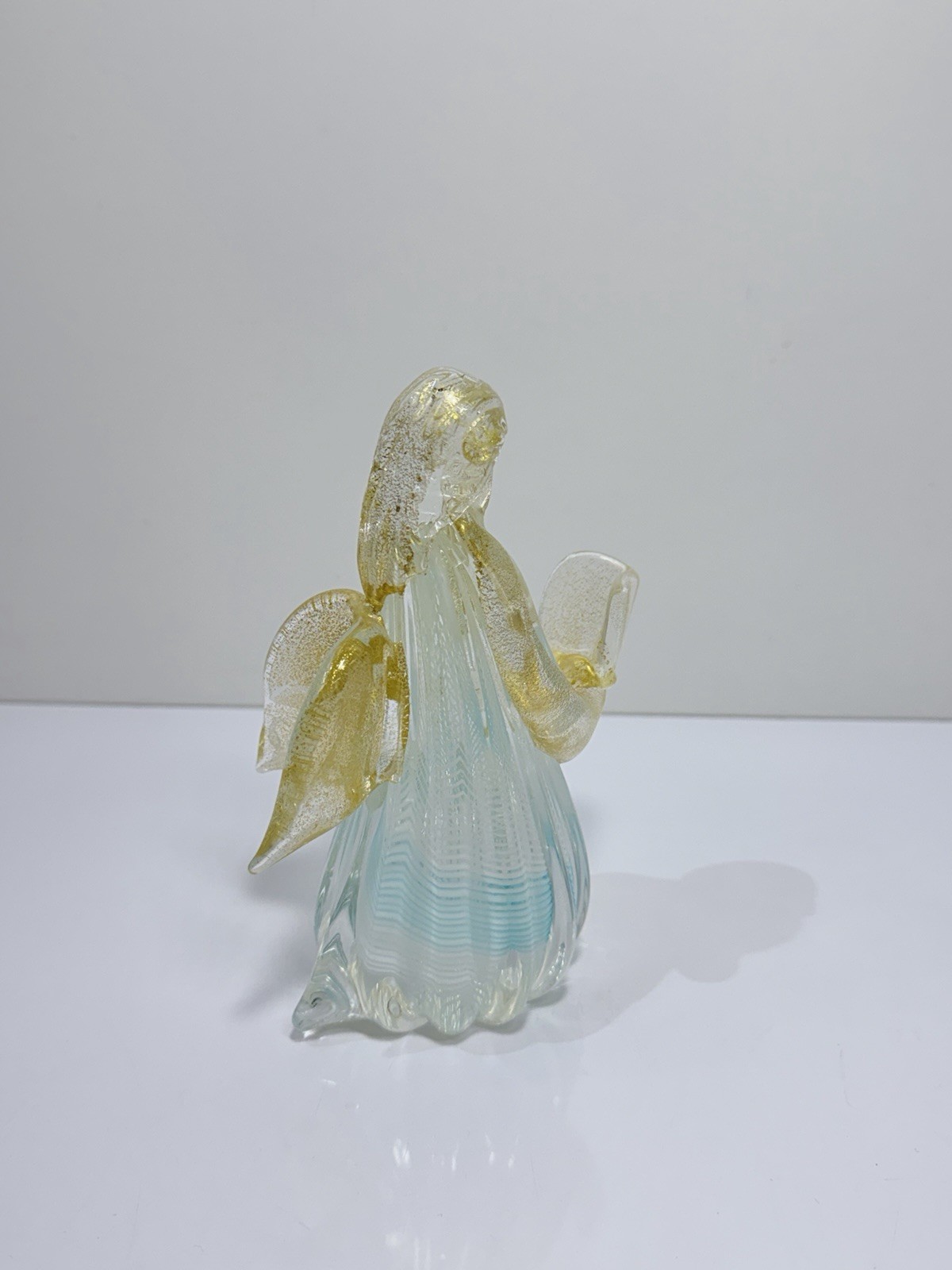 MURANO GLASS VENETIAN GLASS GOLD AVENTURINE STRIPES SINGING ANGEL WITH BOOK 6 “