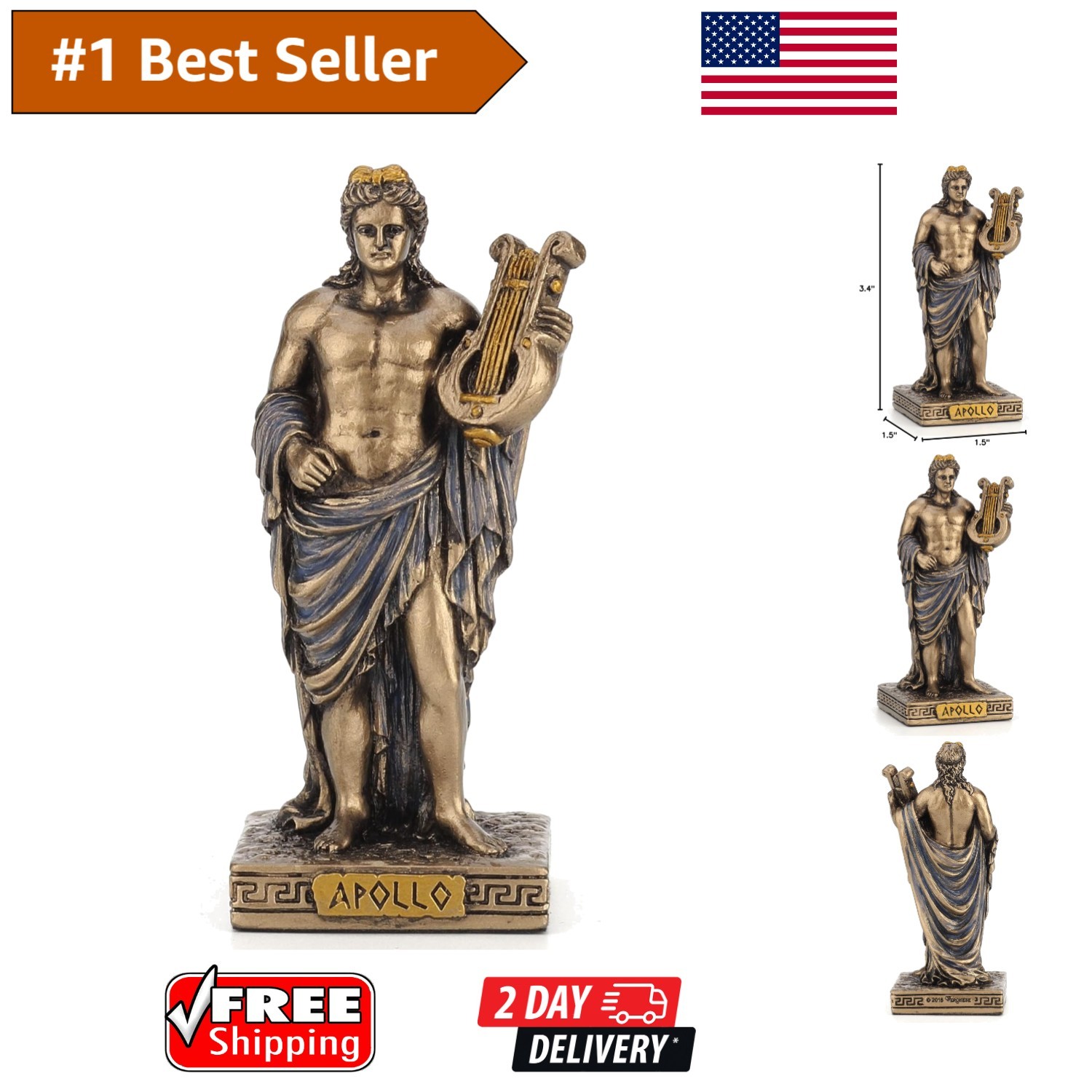 Miniature Apollo Figurine – Exquisite Bronze Sculpture for Home or Gift