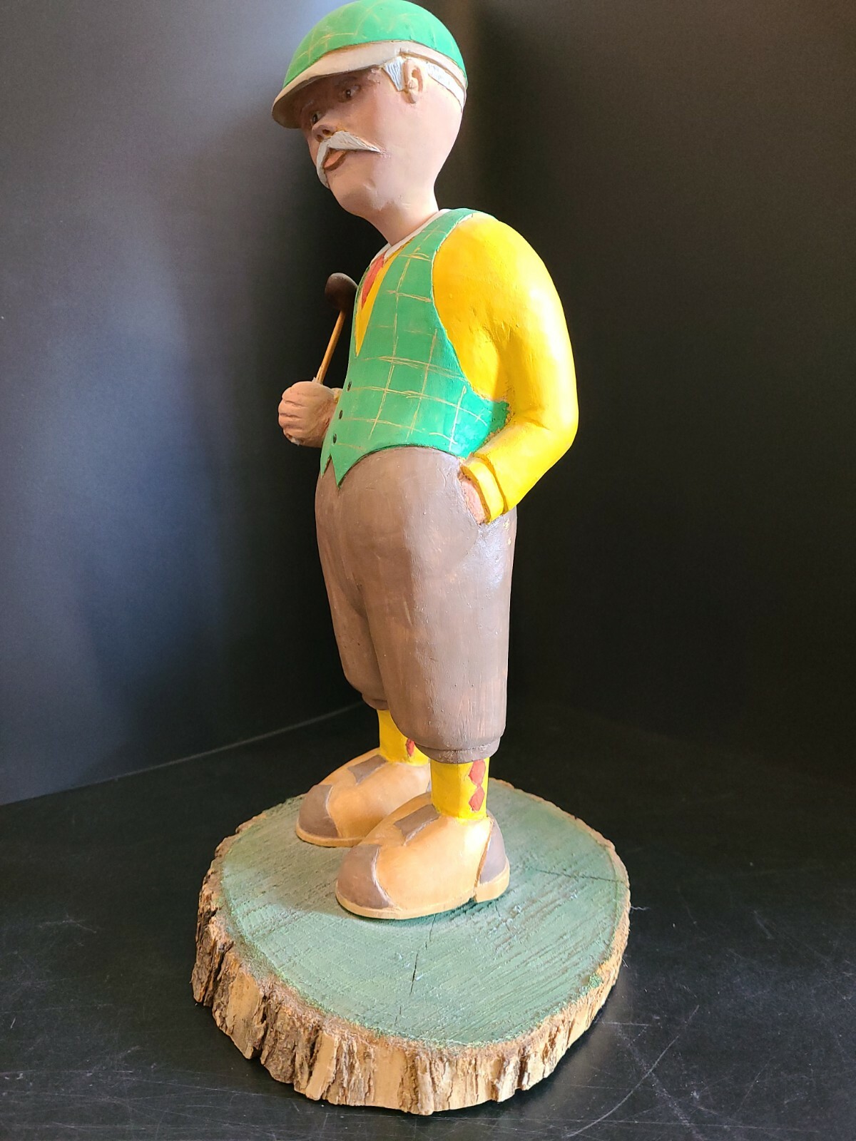 Wood Carved Grandpa Golfer 11 inches tall.