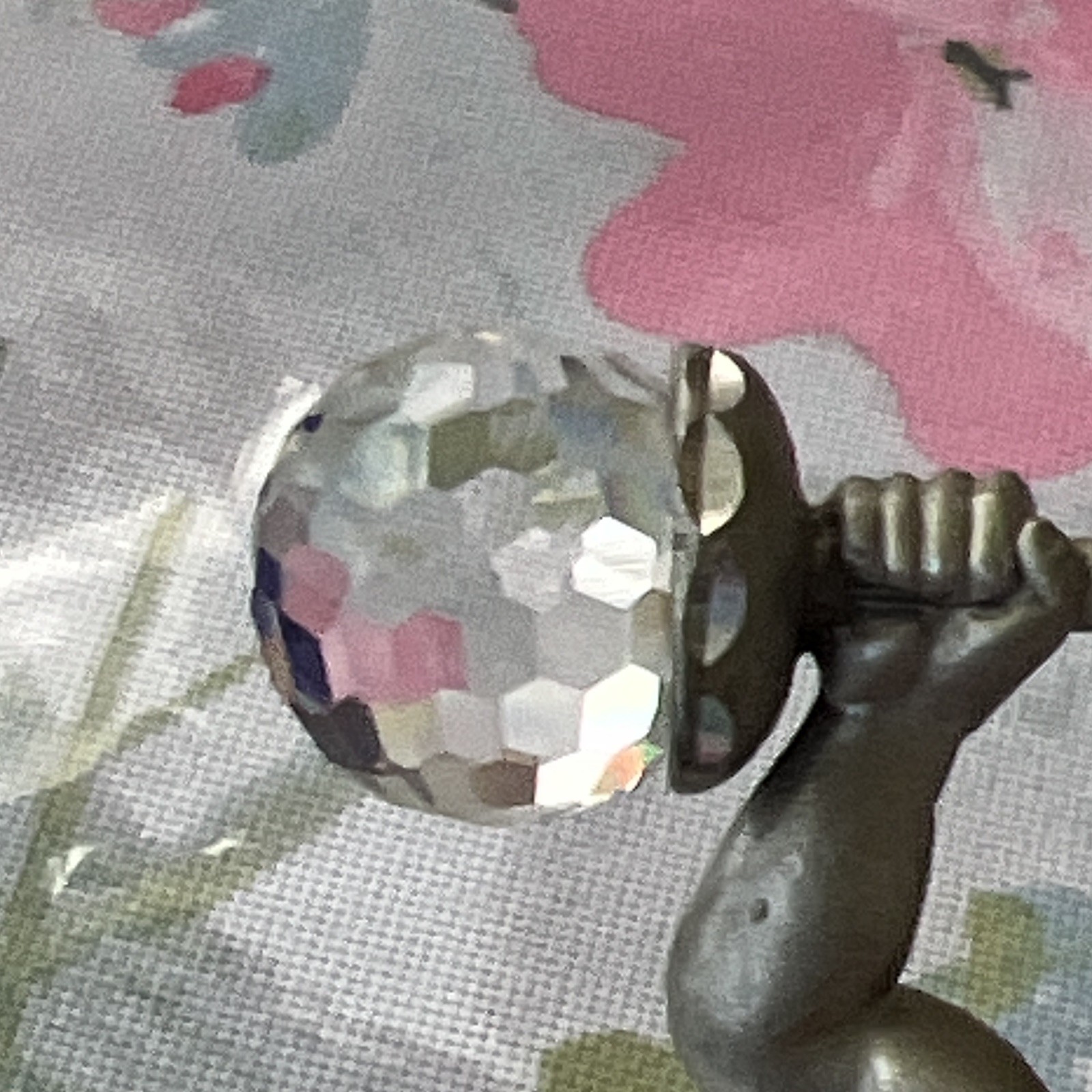 1985 Cutter Pewter Weightlifter Figurine Rainbow Crystal Barbell Ends 3D Effect
