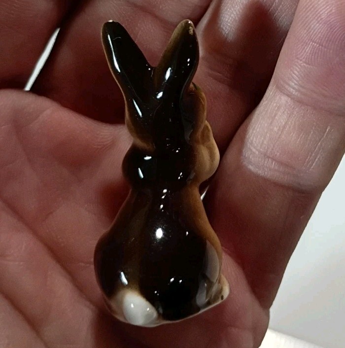 Miniature Porcelain Rabbits, Lot of 3 Vintage Ceramic Set Of Mini Bunny Figures