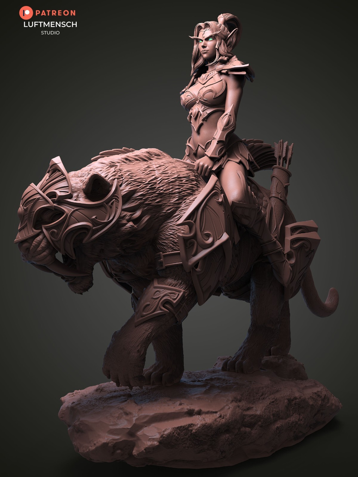 Tyrande & Ashalah | Night Elf Huntress | UNPAINTED 1/6 Scale Resin Kit