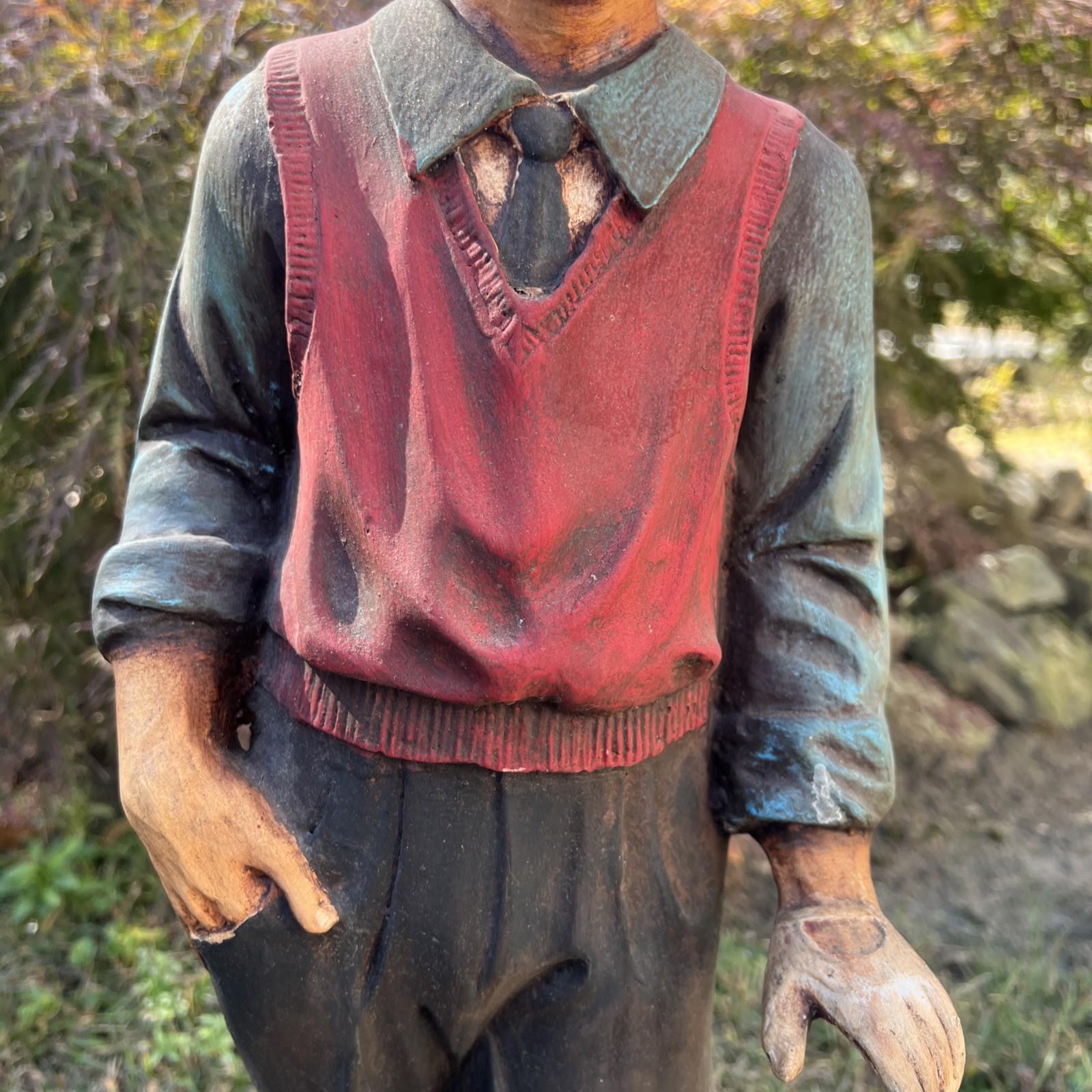 Vintage Man Golfer Statue Hand-Painted 27″ Tall. Also have matching lady golfer