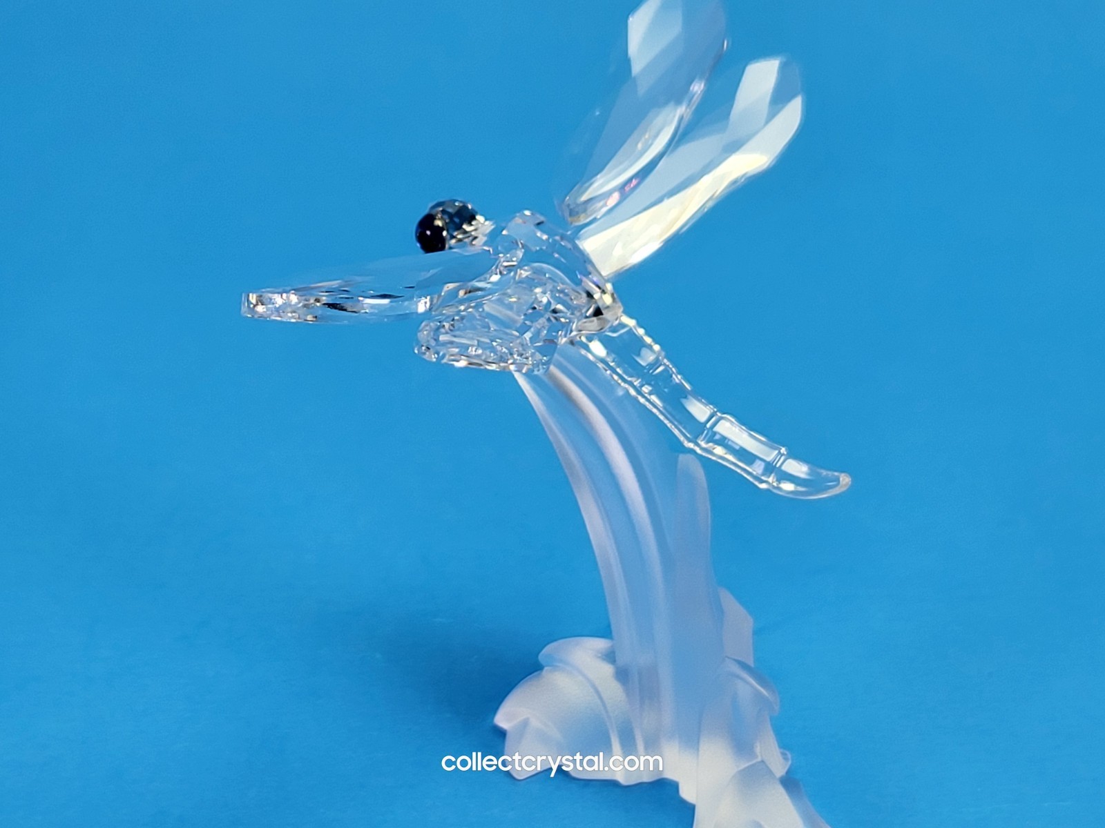 Swarovski Dragonfly Figurine Retired # 190264 -Blue/Black Eyes clear frosted fig